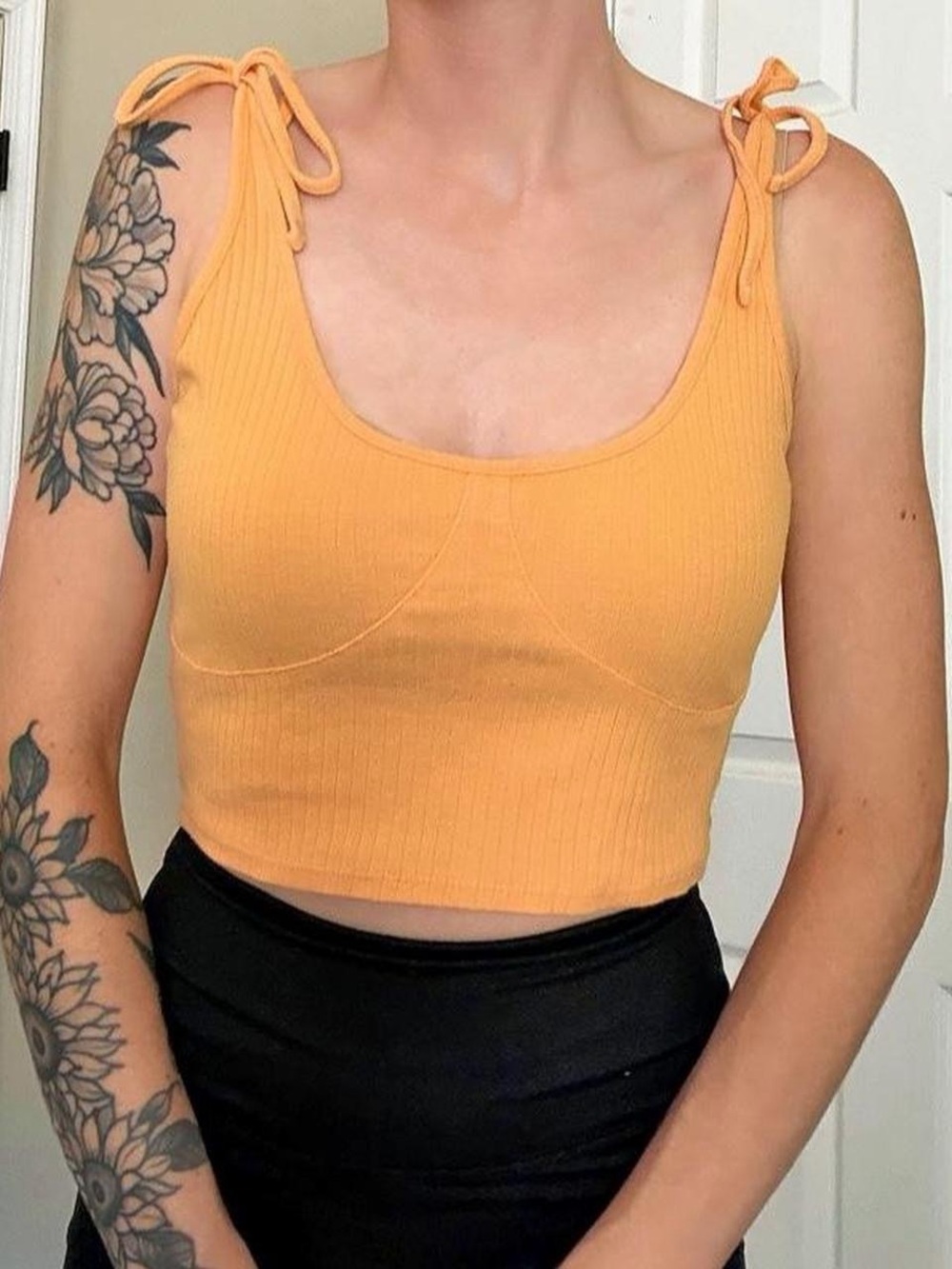 Ribbed Tie-Strap Crop Tank